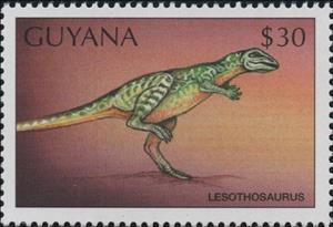 Stamp, Lesothosaurus, Guyana,  , Animals (Fauna), Dinosaurs, Prehistorical Animals, Reptiles