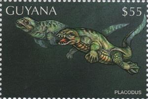 Stamp, Placodus, Guyana,  , Dinosaurs