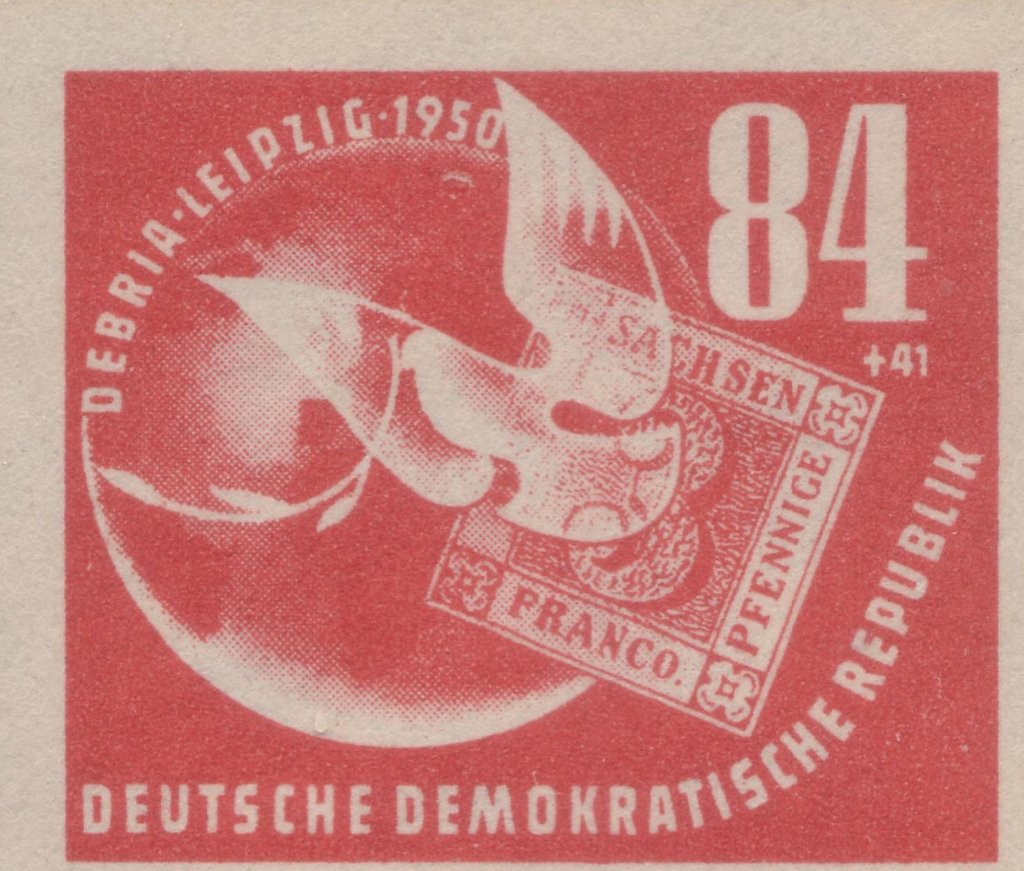 Erdkugel, Friedenstaube, Marke Sachsen 1