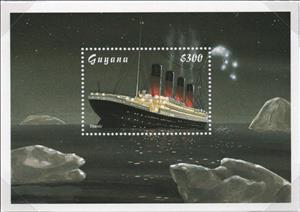 Souvenir Sheet, Titanic sinking, Guyana,  , Passenger-ships