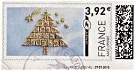Stamp, Christmas Tree Shaped Biscuits, Personalized and Private Mail Stamps,  , Christmas, Food
