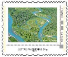 Stamp, Natural Splendors of the Planet. Banff Alberta Canada, Personalized and Private Mail Stamps,  , Forests, Landscapes, National Parks, Photographs, Rivers