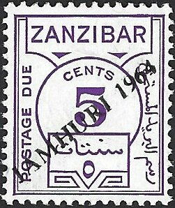 Numeral overprinted "JAMHURI 1964"