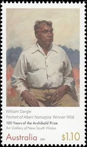 Stamp, Portrait of Albert Namatjira by William Dargie, Australia,  , Anniversaries and Jubilees, Art, Paintings