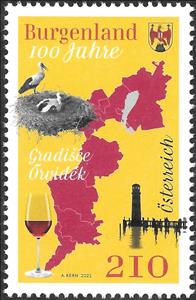 Stamp, Centenary of Burgenland, Austria,  , Anniversaries and Jubilees, Maps