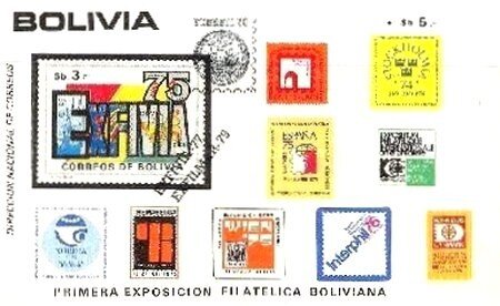 Stamp exhibition "EXFIVIA 75", ovpt EXFIVI-77/EXEILMAR-79