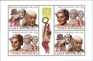 Mini Sheet, Bohumil Záhorský and Jiřina Šejbalová, Czech Republic,  , Actors, Famous People, Men, Women