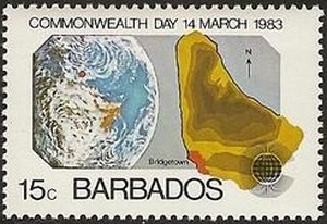 Stamp, Map and Globe, Barbados,  