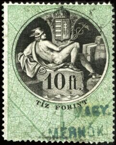 Stamp, Numeral and Coat of Arms, Hungary,  , Coats of Arms, Crowns and Coronets, Gods and goddesses