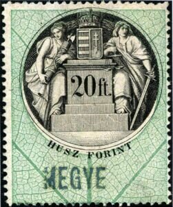 Stamp, Numeral and Coat of Arms, Hungary,  , Coats of Arms, Crowns and Coronets, Sculptures, Women