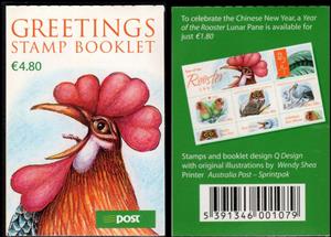 Booklet, Greetings/Year of the Rooster, Ireland,  , Animals (Fauna), Birds, Chinese New Year, Chinese Zodiac, Greetings, Owls, Parrots, Storks