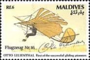 Stamp, Lillienthal's Flugzeug Nr 16, Maldives,  , Aircraft, Aviation
