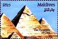 Stamp, Pyramids of Giza, Maldives,  , Architecture