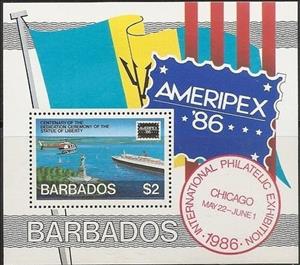 Souvenir Sheet, Statue of Liberty, N Y, Barbados,  , Philatelic Exhibitions, Helicopters, Aviation