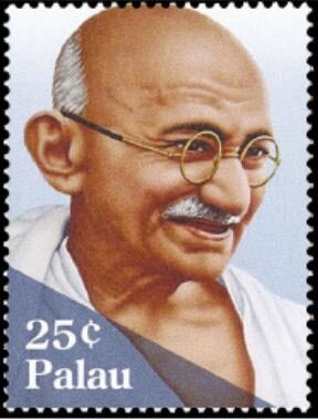 Stamp, Mahatma Gandhi (1869-1948), Palau,  , Famous People, Freedom Fighters, Human Rights, Independency Activists, Lawyers - Advocates, Teachers