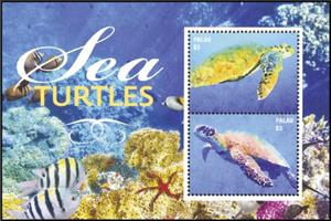 Souvenir Sheet, Turtles of the Sea, Palau,  , Animals (Fauna), Reptiles, Sea Life, Turtles