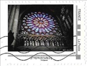Stamp, Cathedrale Notre Dame de Paris. Stained Glass Rose Window, Personalized and Private Mail Stamps,  , Churches - Cathedrals - Basilicas - Chapels, Stained-glass, Windows