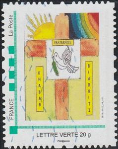 Stamp, Fraternite Khabab Biarritz, Personalized and Private Mail Stamps,  , Charity, Christian, Crosses, Peace Doves