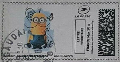Stamp, Minion Bob, moustache added, Personalized and Private Mail Stamps,  , Cartoons, film