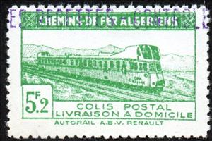 Stamp, Chemin de fer Algérien (Algerian railway), Algeria,  , Locomotives, Railways, Transport