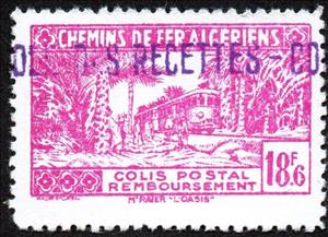 Stamp, Chemin de fer Algérien (Algerian railway), Algeria,  , Locomotives, Railways, Transport