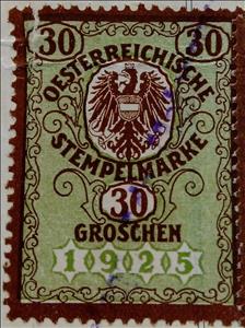 Stamp, First Republic Issue of 1925, Austria- Revenue Stamps,  , Coats of Arms, Numbers