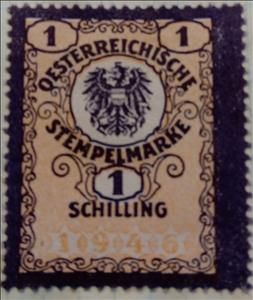 Stamp, Stempel Marke 1 Schilling, Austria- Revenue Stamps,  , Coats of Arms, Numbers