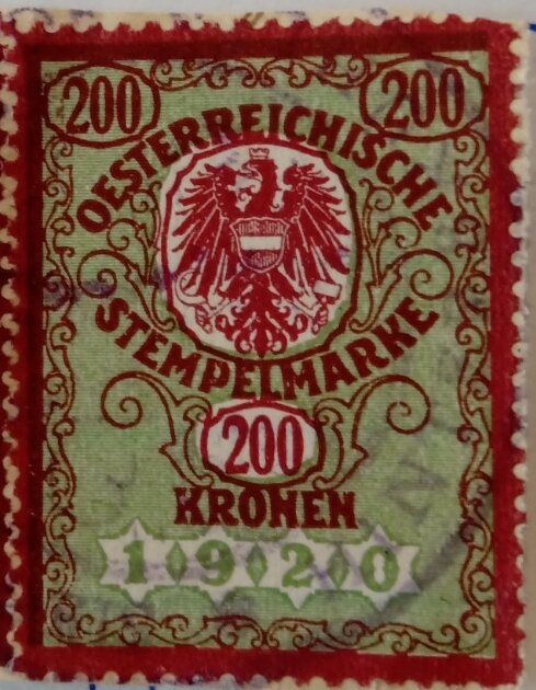 Stempel Marke 1920 200 Kronen