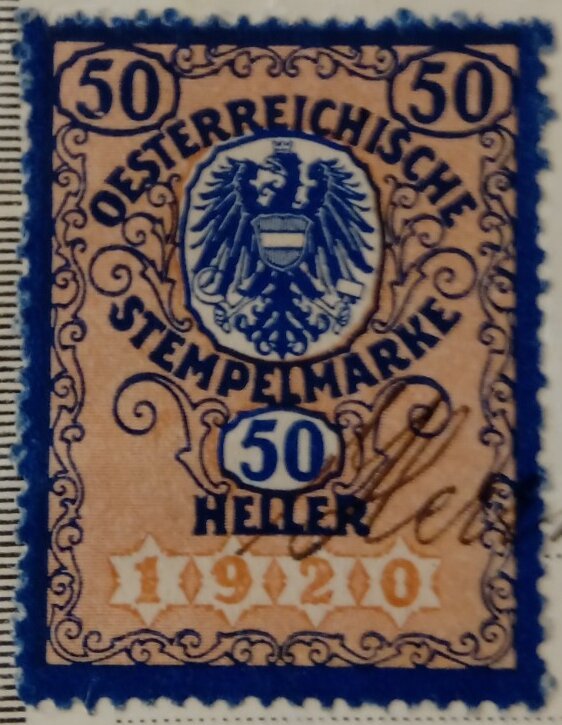 Stempel Marke 1920 50 Heller