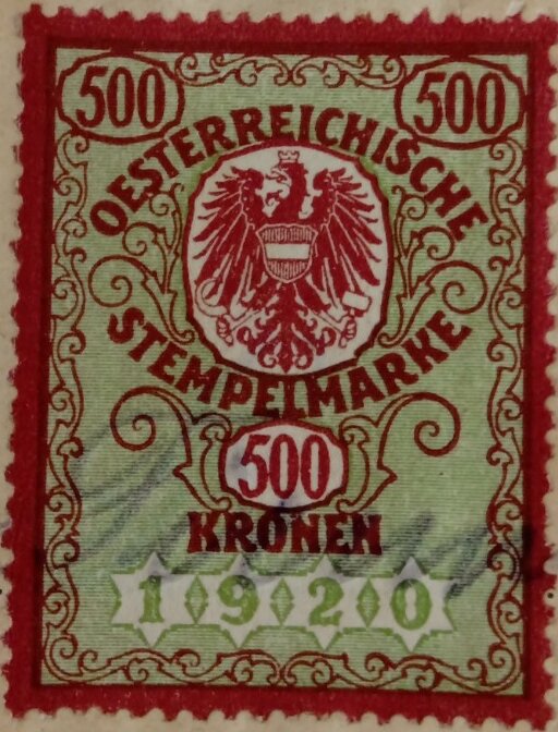 Stempel Marke 1920 500 Kronen
