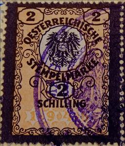 Stamp, Stempel Marke 2 Schilling, Austria- Revenue Stamps,  , Coats of Arms, Numbers