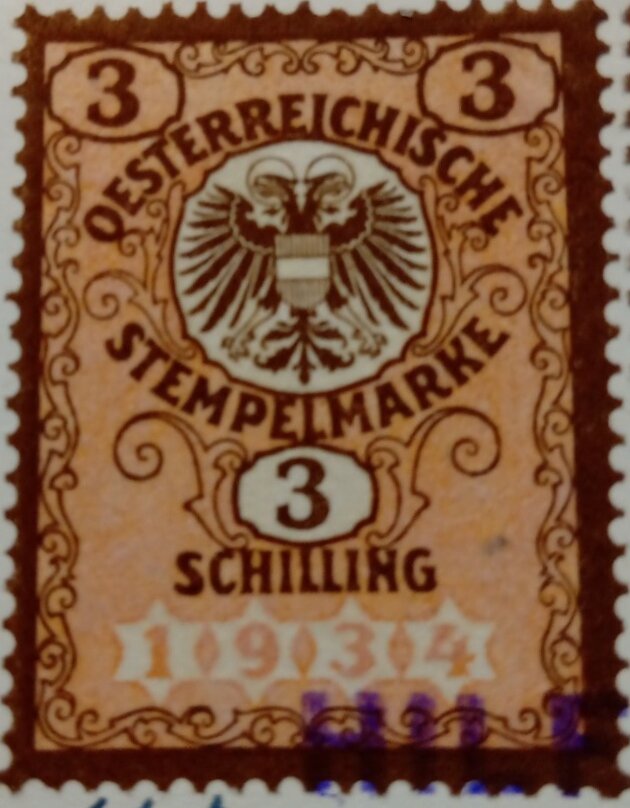 Stempel Marke 3 Schilling