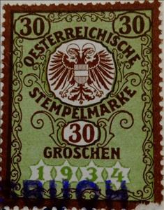 Stamp, Stempel Marke 30 Groschen, Austria- Revenue Stamps,  , Coats of Arms, Numbers