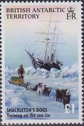 Stamp, Sledge dog team training, British Antarctic Territory (BAT),  , Animals (Fauna), Dogs, Mammals