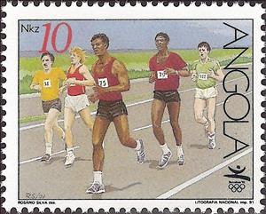 Stamp, Olympics Games - Barcelona 92, Angola,  , Sport, Athletics, Olympic Games, Running, Athletes