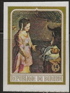 Stamp, Nativity by Baroccio, Burundi,  , Art, Christmas, Paintings, Religion