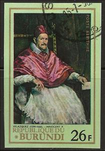 Stamp, Pope Innocent X, Velazquez, Burundi,  , Clergy, Famous People, Paintings, Popes, Religion