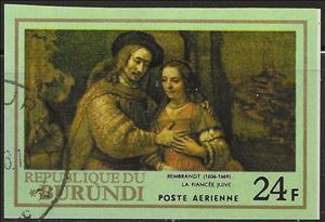 Stamp, The Jewish Bride, Rembrandt, Burundi,  , Paintings