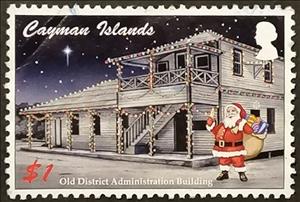 Stamp, Old District Administration Building, Cayman Islands,  , Buildings, Christmas, Government Buildings, New Year, Santa Claus