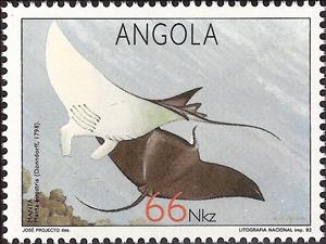 Stamp, Giant Oceanic Manta Ray (Manta birostris), Angola,  , Fishes