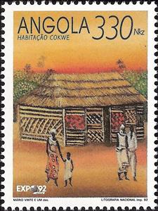 Stamp, Traditional Housing Expo-92, Angola,  