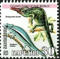 Stamp, Chameleons, Cinderellas,  , Animals (Fauna), Chameleons, Lizards