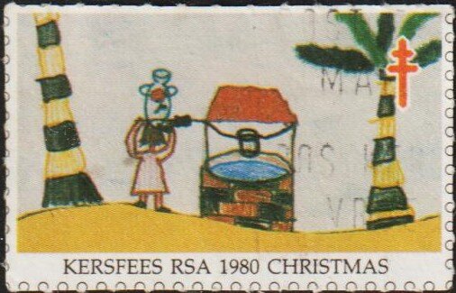 Drawing. Tuberculosis Charity Seal RSA 1980 Christmas