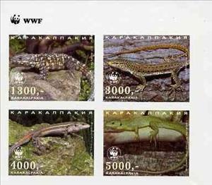 Mini Sheet, Lizards WWF, Cinderellas,  , Animals (Fauna), Lizards, WWF