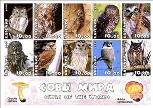 Mini Sheet, Owls, Cinderellas,  , Animals (Fauna), Birds, Owls