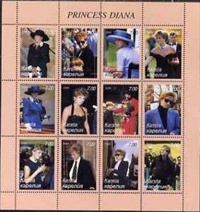 Mini Sheet, Princes Diana, Cinderellas,  , Famous People, Princes