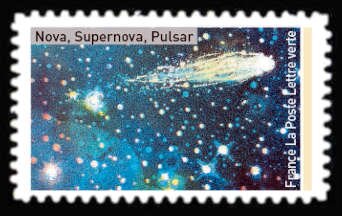 Stamp, Nova, Supernova and Pulsar, France,  , Astronomy, Stars