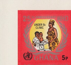 Stamp, Childrens Clinic, Ghana,  , Anniversaries and Jubilees, Healthcare, W.H.O., Women