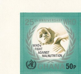 Stamp, Malnutrition, Ghana,  , Anniversaries and Jubilees, Children, Healthcare, W.H.O.