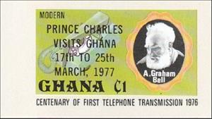 Stamp, Overprinted, Ghana,  , Inventions, Изобретатели, Princes, Telephones
